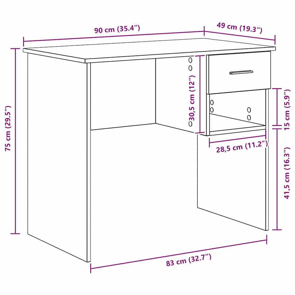 Schreibtisch - PC-Tisch - Writing Desk - Homeoffice - Computertisch - 90 x 75 cm
