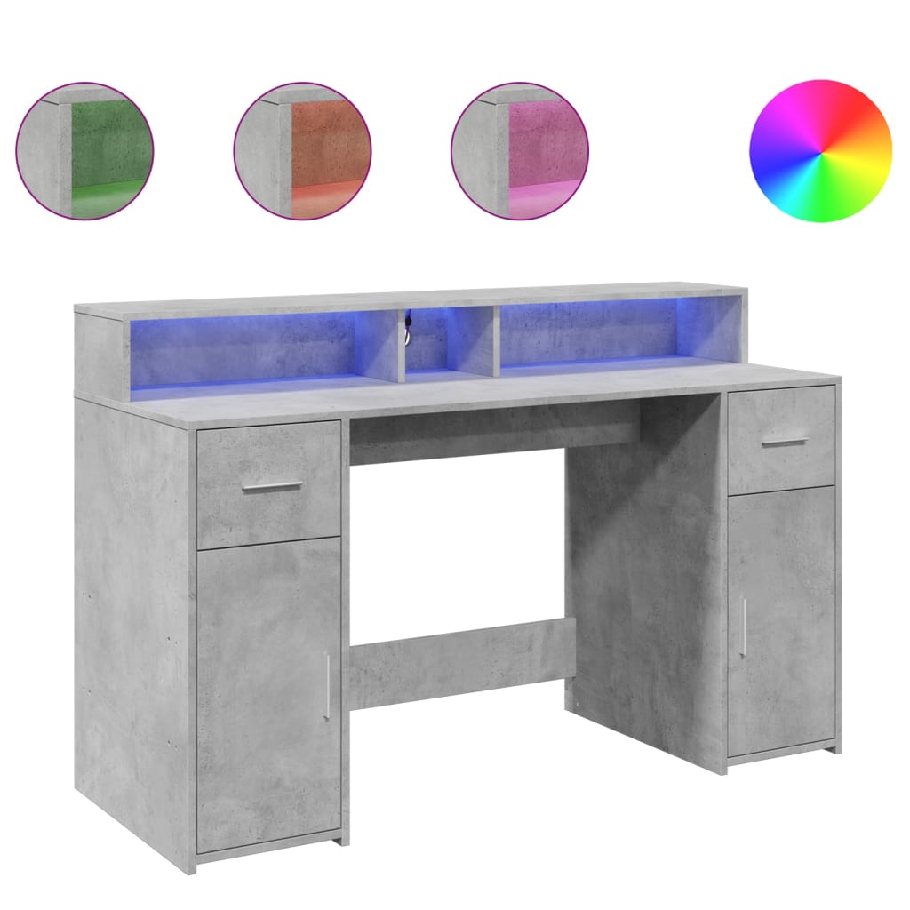 Schreibtisch - LED Desk - Computertisch - PC-Tisch - Gaming -140 x 55 x 91 cm