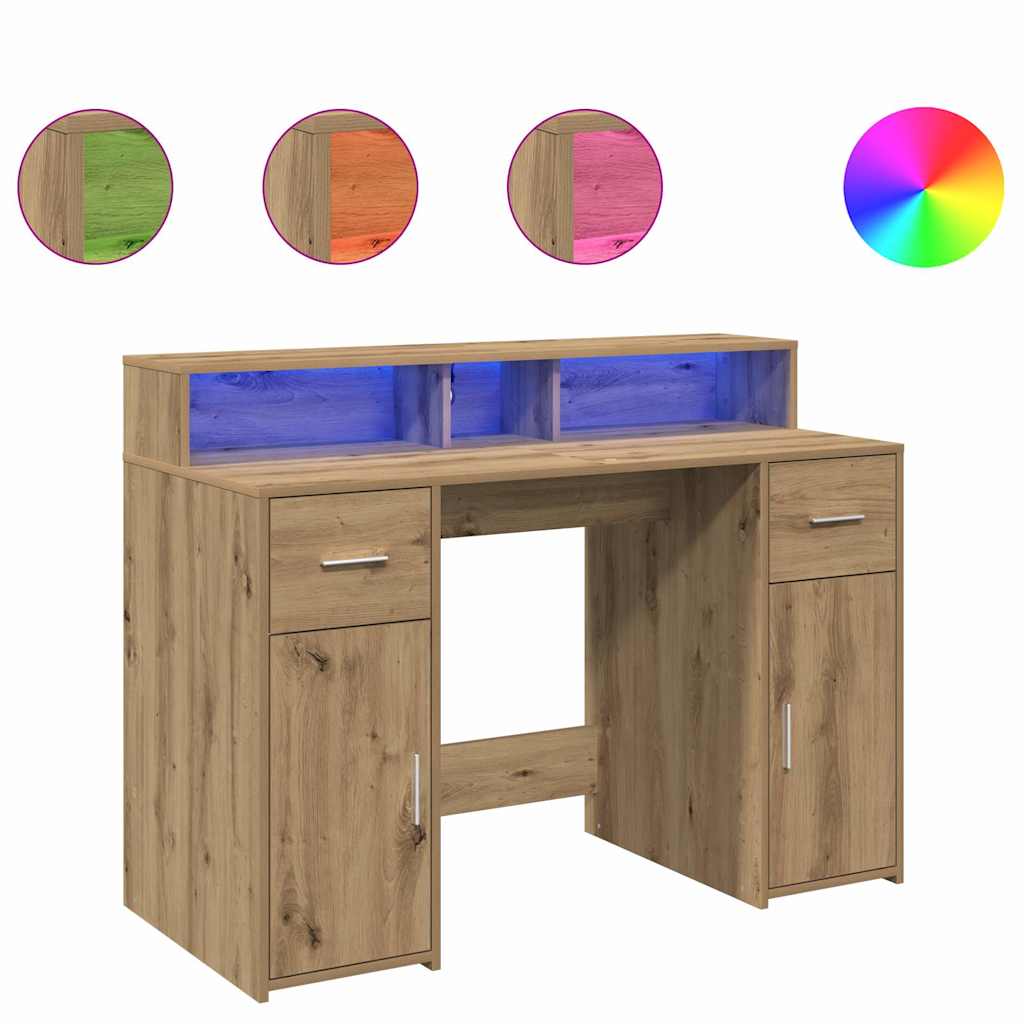 Workstation - Schreibtisch - Computertisch - Homeoffice - LED Design - 120x55 cm