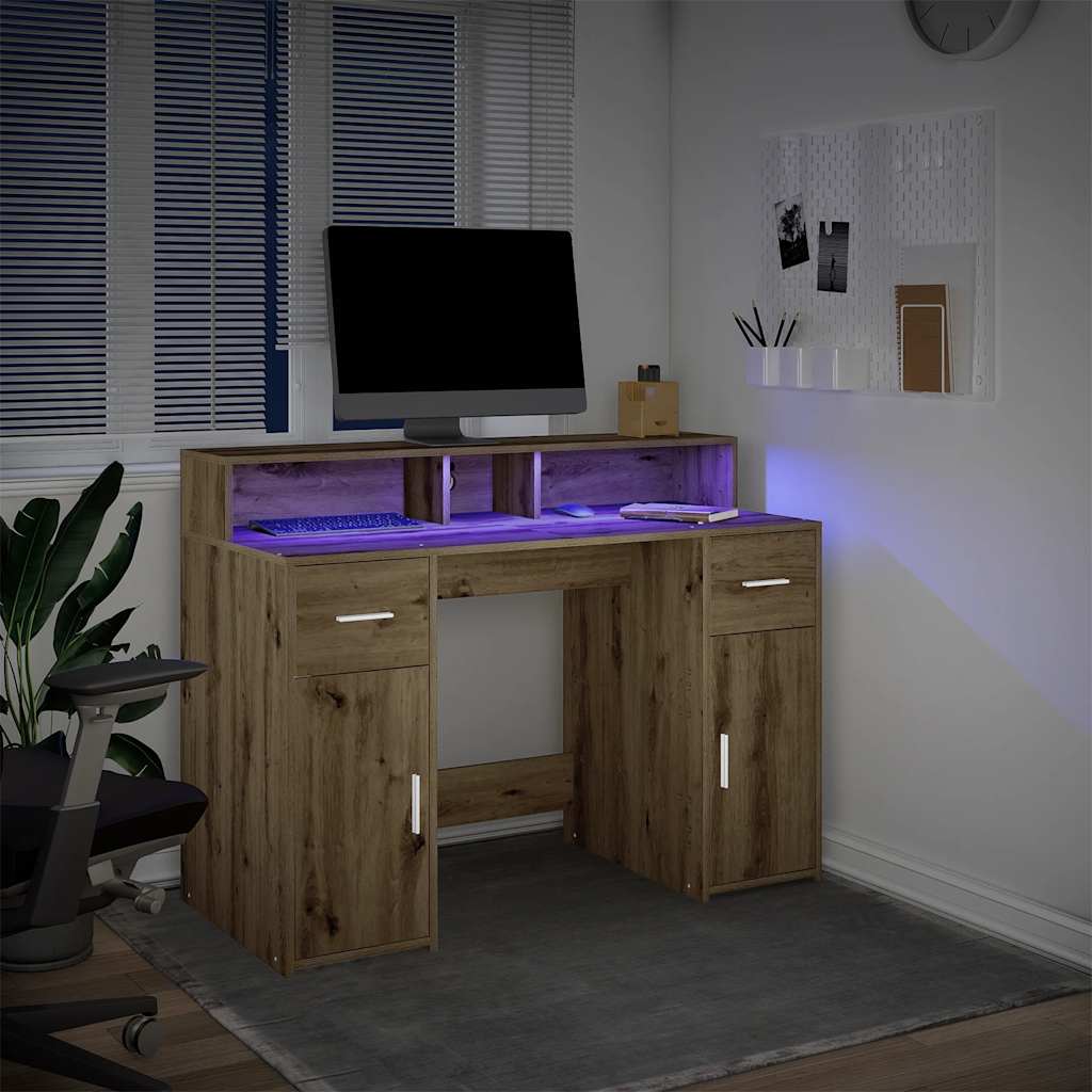 Workstation - Schreibtisch - Computertisch - Homeoffice - LED Design - 120x55 cm