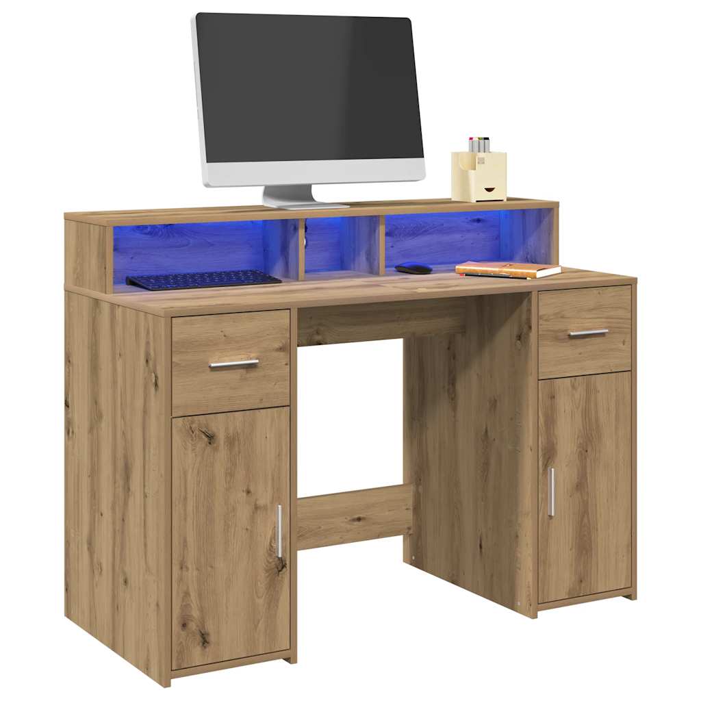 Workstation - Schreibtisch - Computertisch - Homeoffice - LED Design - 120x55 cm