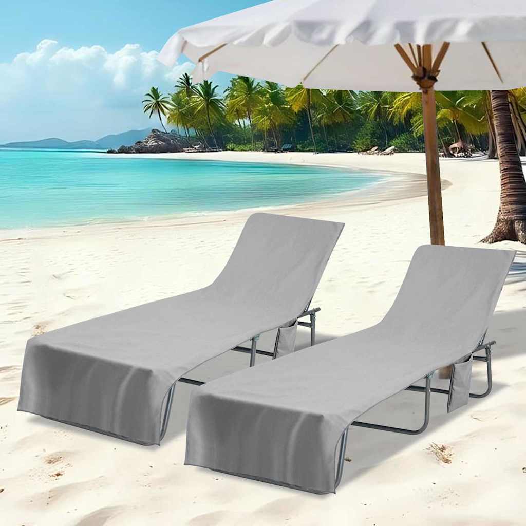2 x Sonnenliege-Handtuch - Unterlage - Liegenbezug - Schonbezug - Handytasche
