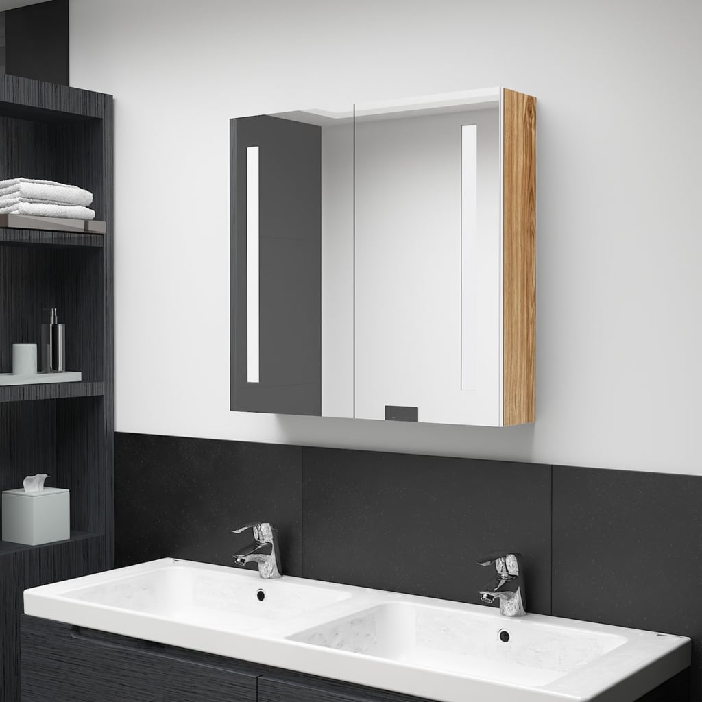 LED-Bad-Spiegelschrank - Badezimmerschrank - Spiegel - Wandschrank - 62x14x60cm