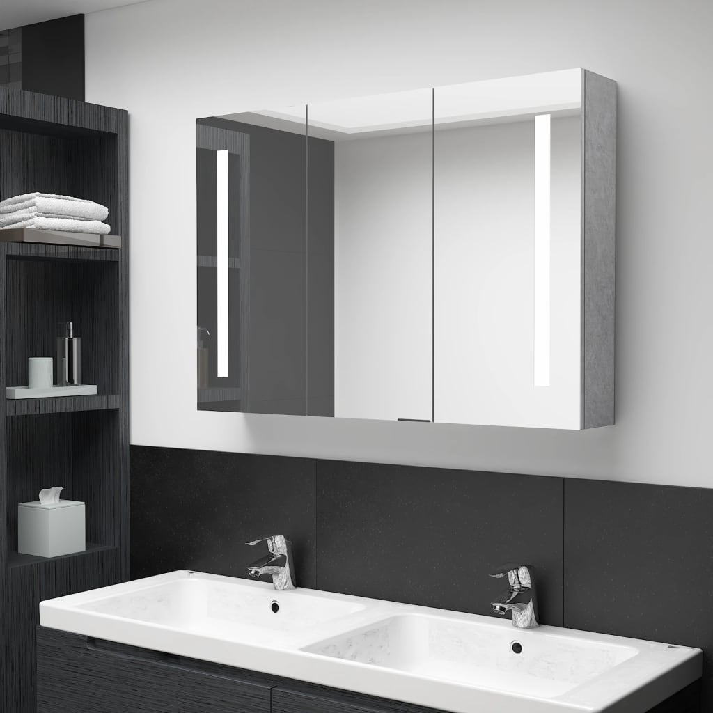 LED-Spiegelschrank fürs Bad - 3-türig - Badezimmer-Spiegel - 89 x 14 x 62 cm