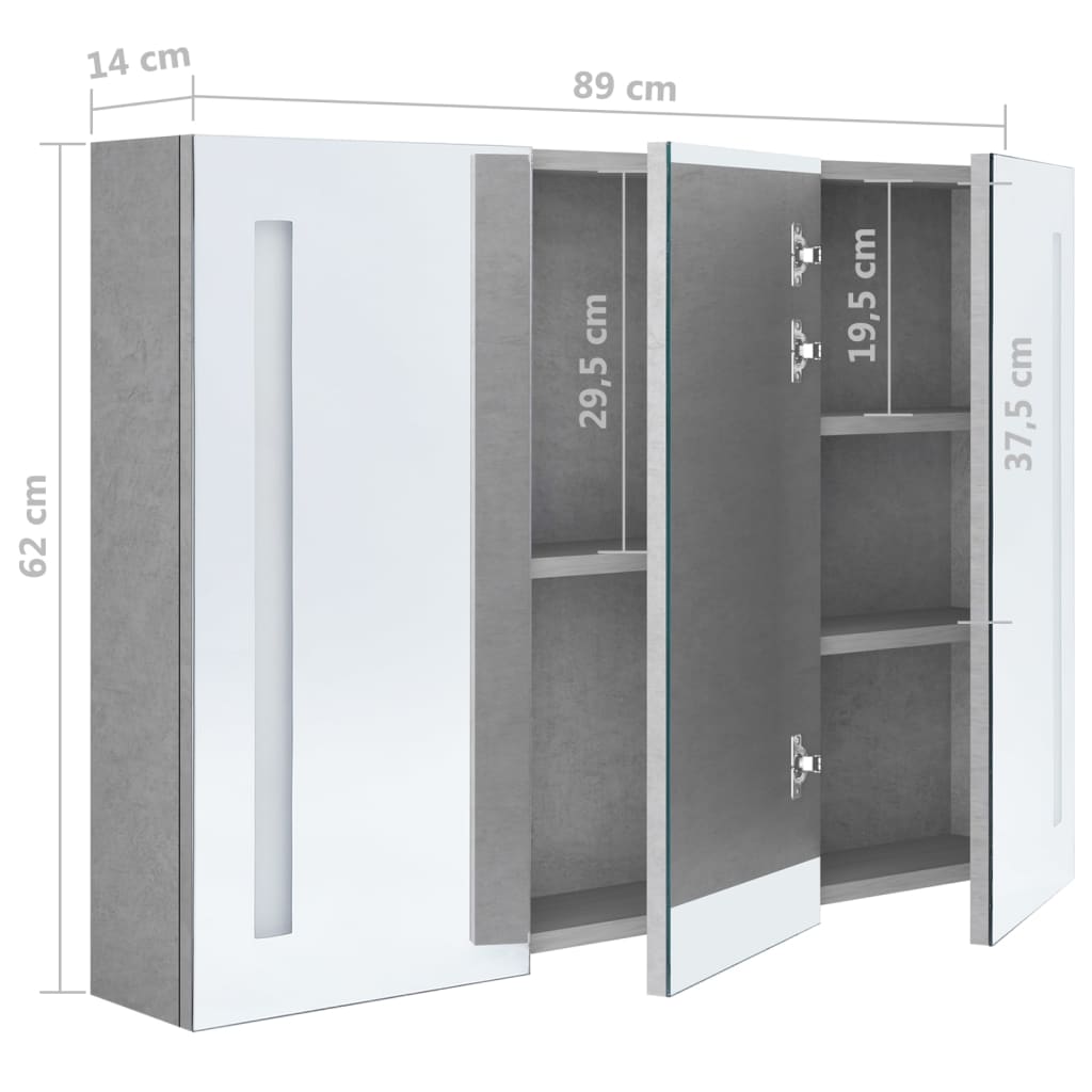 LED-Spiegelschrank fürs Bad - 3-türig - Badezimmer-Spiegel - 89 x 14 x 62 cm
