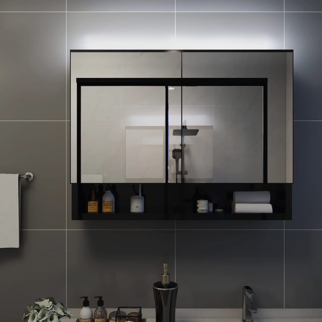 LED-Spiegelschrank fürs Bad - 3 Ablagen - 2-Türig - Badezimmer - 80 x 15 x 60 cm