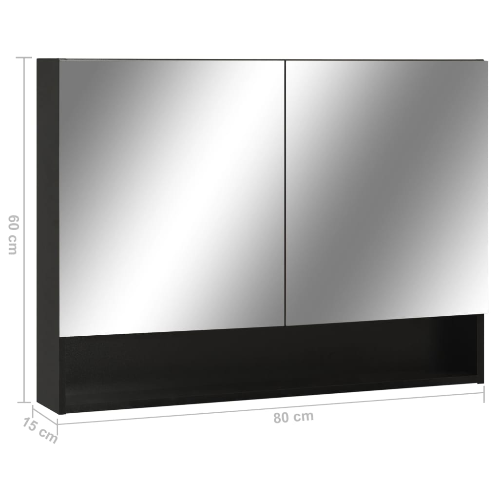 LED-Spiegelschrank fürs Bad - 3 Ablagen - 2-Türig - Badezimmer - 80 x 15 x 60 cm