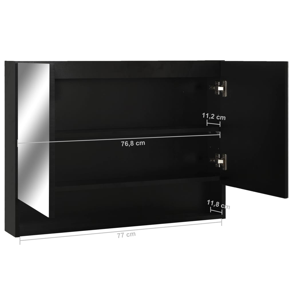 LED-Spiegelschrank fürs Bad - 3 Ablagen - 2-Türig - Badezimmer - 80 x 15 x 60 cm