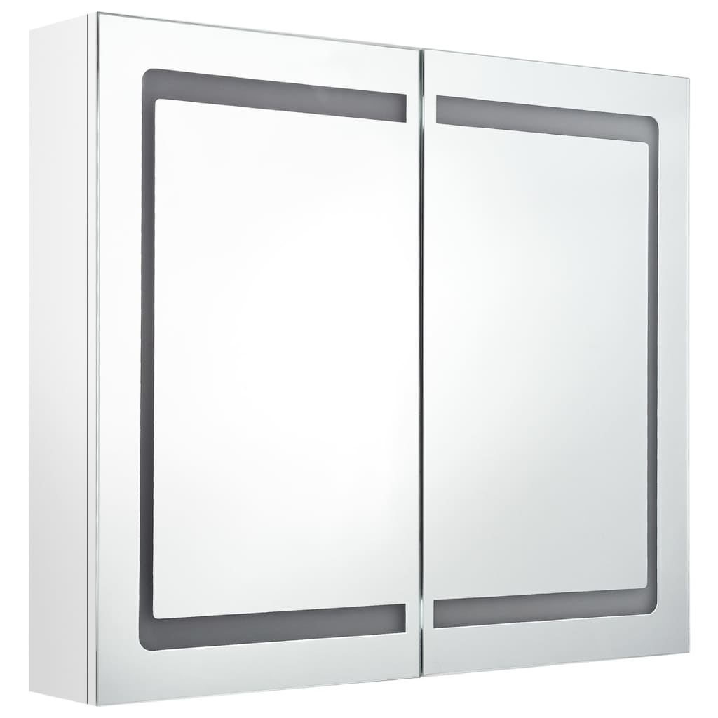 LED-Bad-Spiegelschrank - Wandschrank - Schminkspiegel - 2-Türig - 80x12x68cm