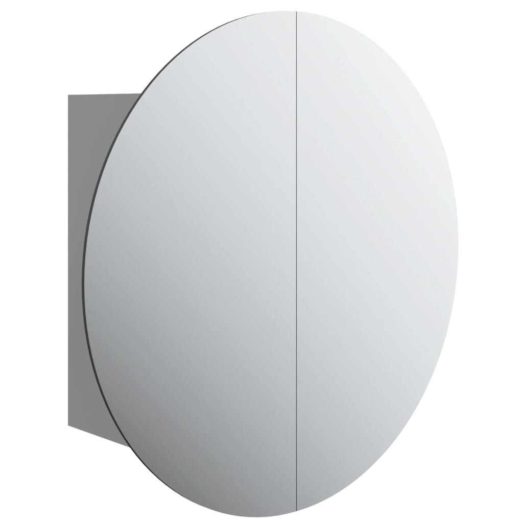 Badezimmerschrank mit rundem Spiegel & LED - Schminkspiegel - Beleuchtet - 40 cm