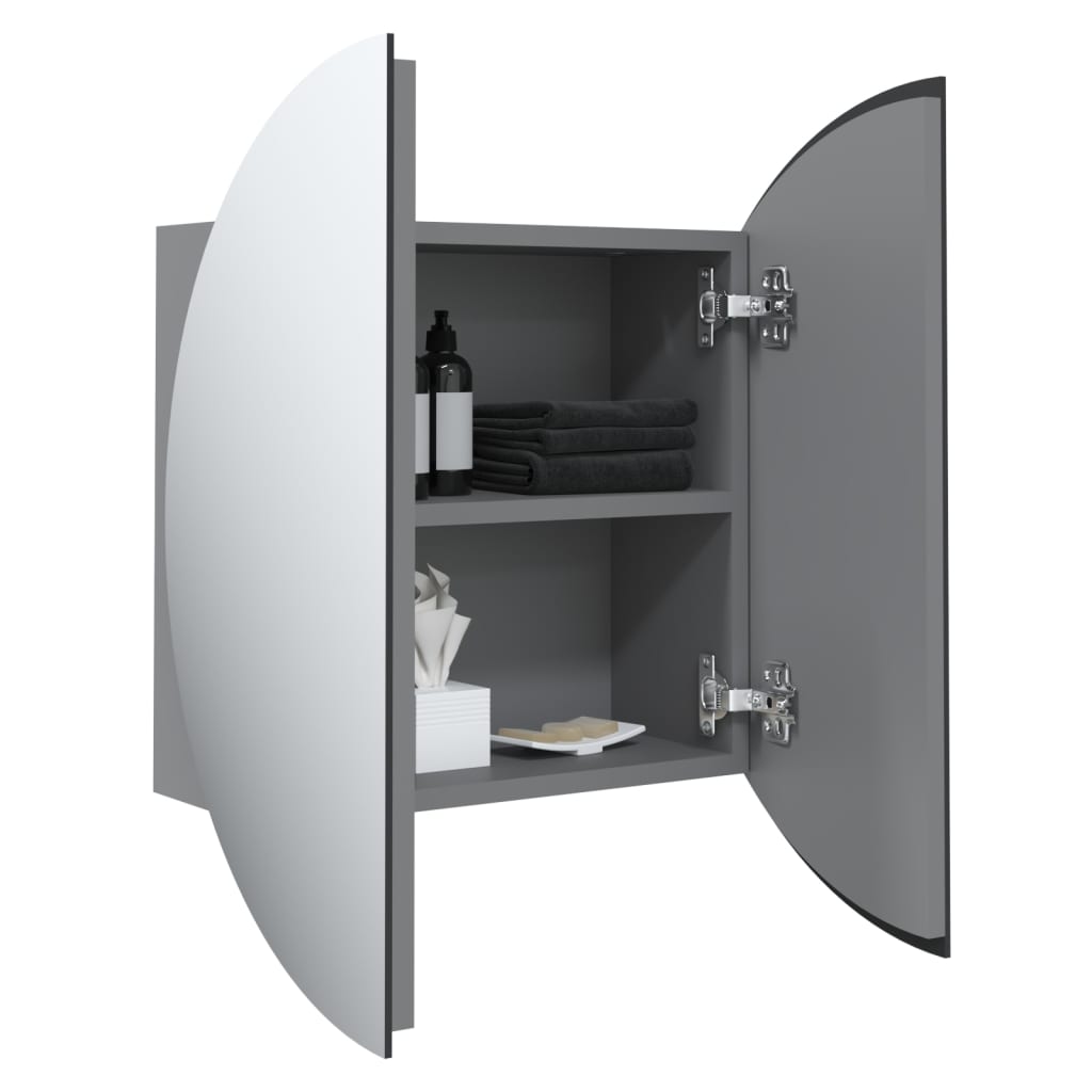 Badezimmerschrank mit rundem Spiegel & LED - Schminkspiegel - Beleuchtet - 40 cm