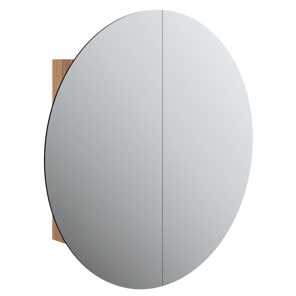 Badezimmerschrank mit rundem Spiegel & LED - Schminkspiegel - Beleuchtet - 54 cm