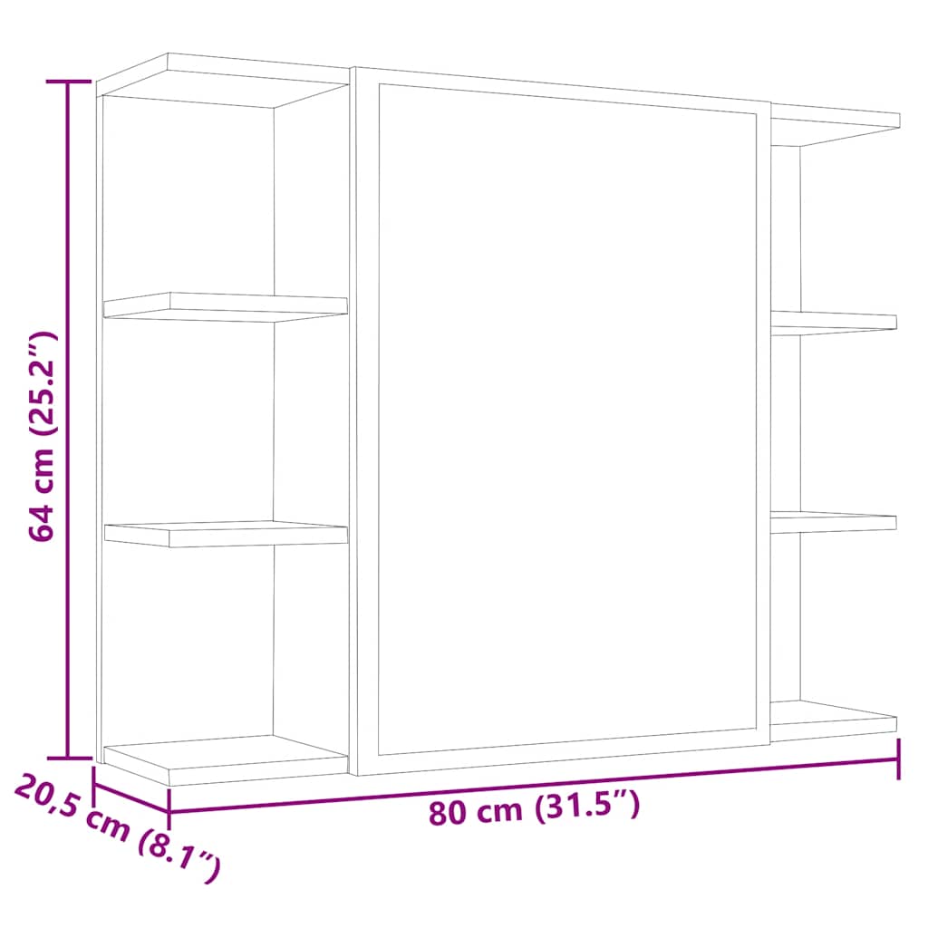 Badezimmer - Spiegelschrank - Spiegel - Schminkspiegel - Gästebad - 80x20,5x64cm