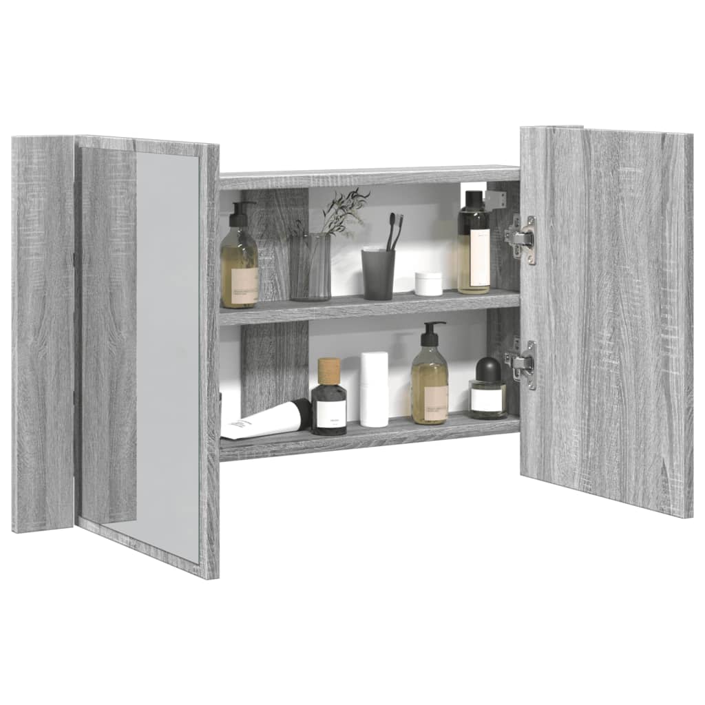 2-türiger LED Badezimmer Spiegelschrank - Schminkspiegel - Farbwechsler - 80cm