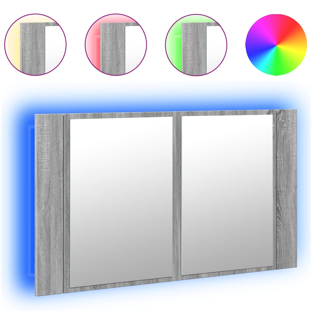 2-türiger LED Badezimmer Spiegelschrank - Schminkspiegel - Farbwechsler - 80cm