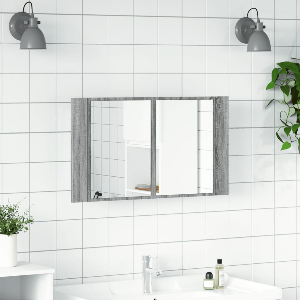 2-türiger LED Badezimmer Spiegelschrank - Schminkspiegel - Farbwechsler - 80cm