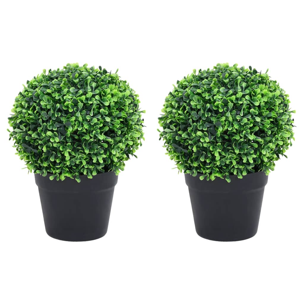 Künstliche Buchsbäume - Buchsbaumkugeln - Buxbaum - Buxkugeln - 2 Stk - im Topf