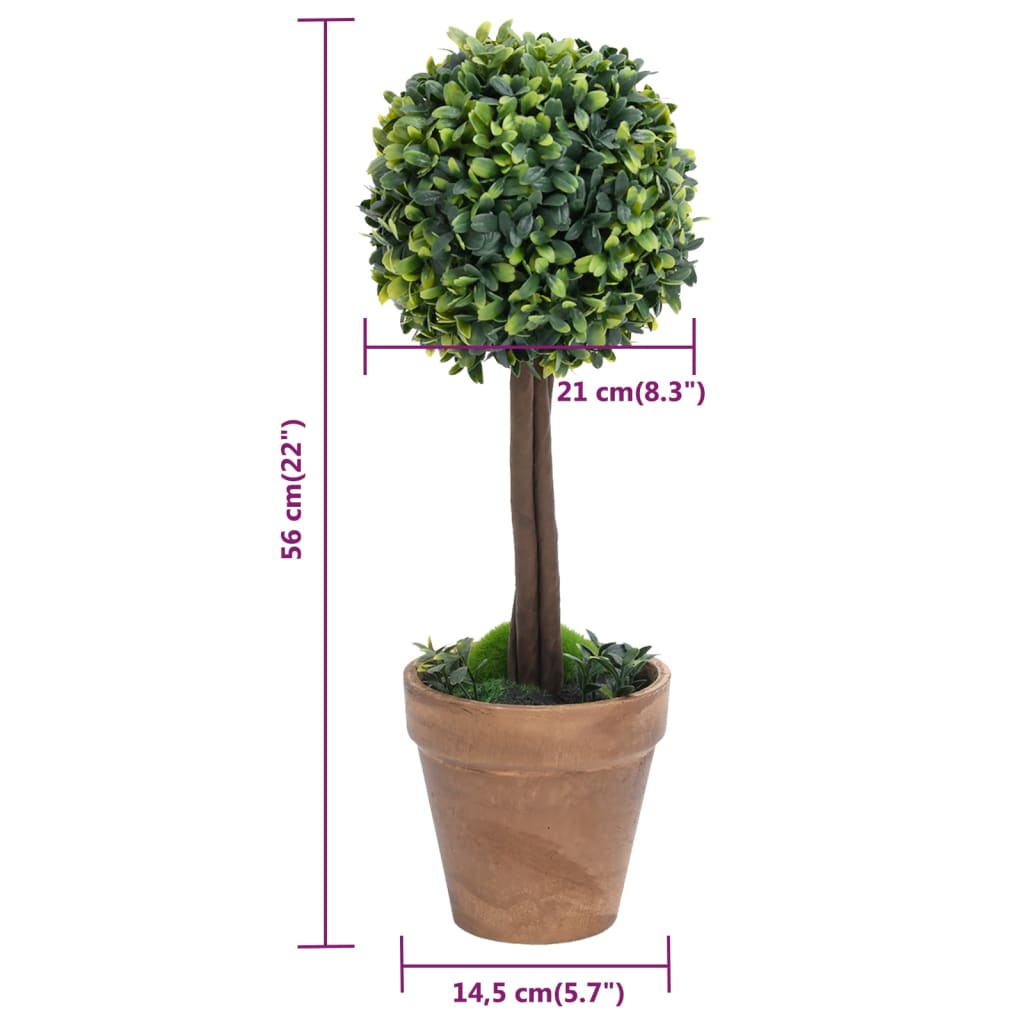 Buchsbäume - Buchsbaumkugeln - Buxbaum - Buxkugeln - Hochstamm - Imitat - 2 Stk