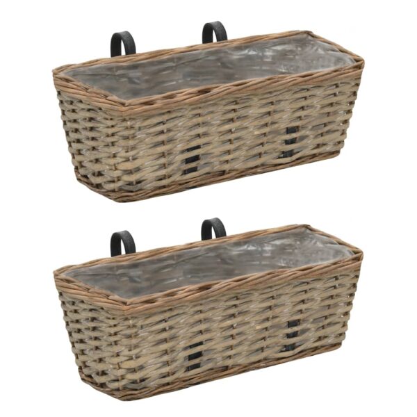 Balkon-Blumentöpfe - Balkonkasten aus Weide - 2er Set - Kräuterkasten - 40 cm