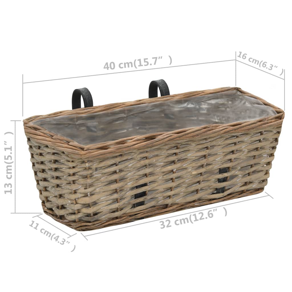 Balkon-Blumentöpfe - Balkonkasten aus Weide - 2er Set - Kräuterkasten - 40 cm