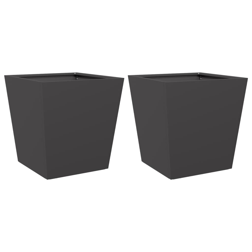 Mega-Shop XL - Pflanzkübel - Blumentopf - Stahl - Blumenkübel - Garten - 2er-Set