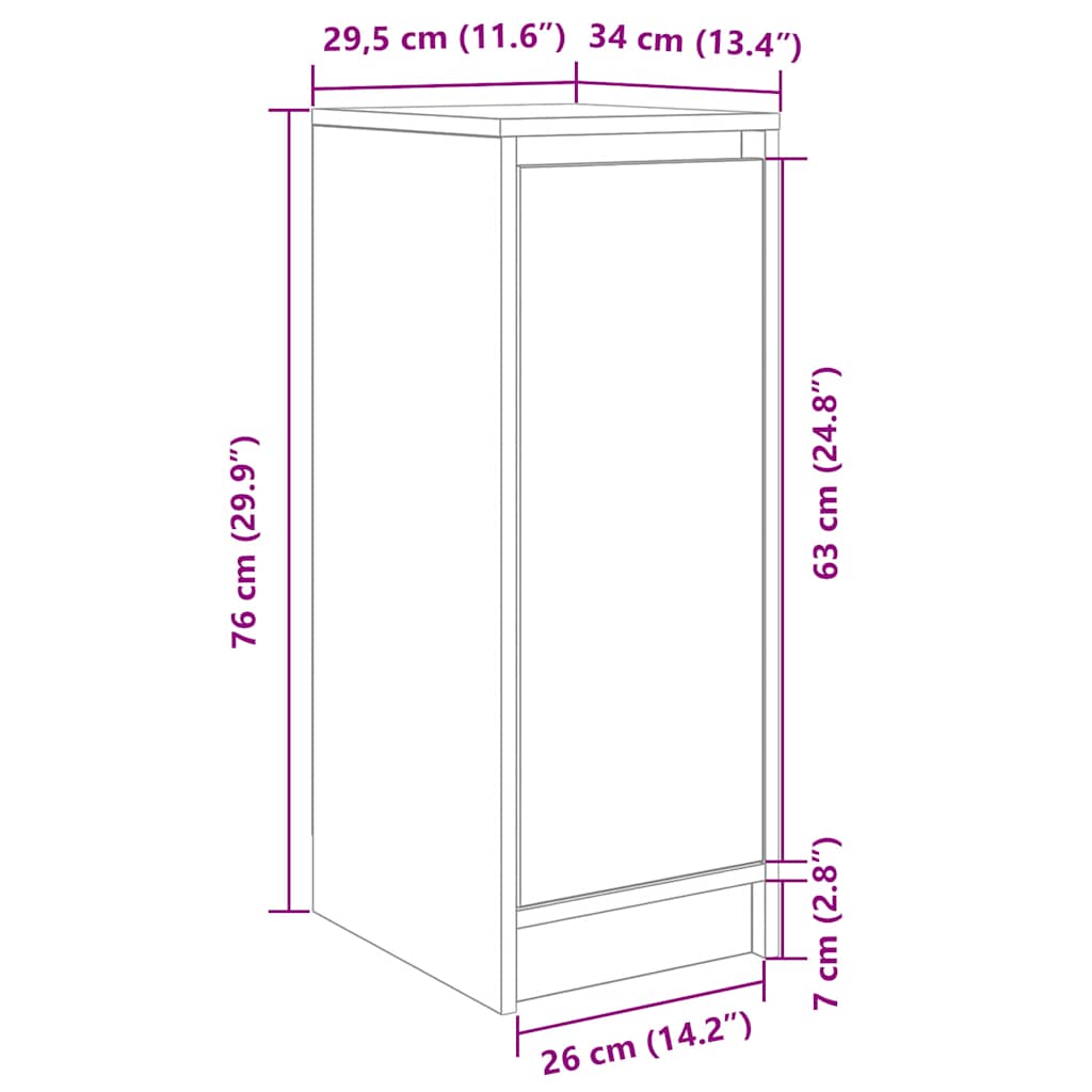 Schmaler Schuhschrank mit Tür - Schuhkommode - Flurschrank - 29,5 x 34 x 76 cm