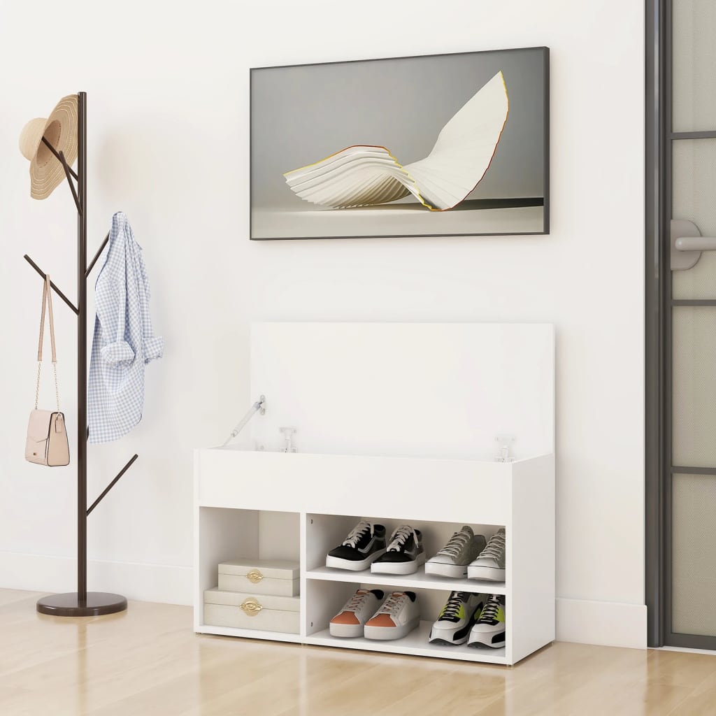 Schlichte Schuhbank mit Ablagen, Fach und Stauraum für Wohnbereiche 80x30x45 cm