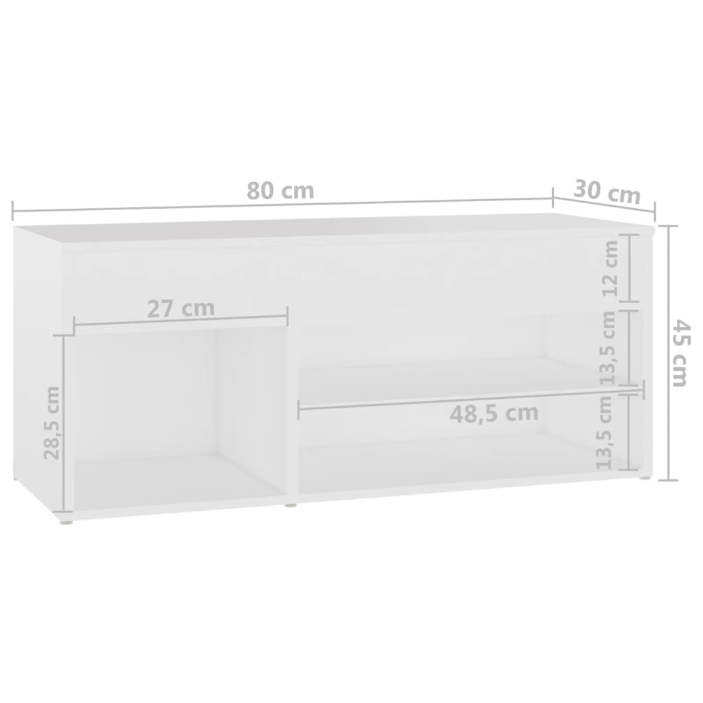 Schlichte Schuhbank mit Ablagen, Fach und Stauraum für Wohnbereiche 80x30x45 cm