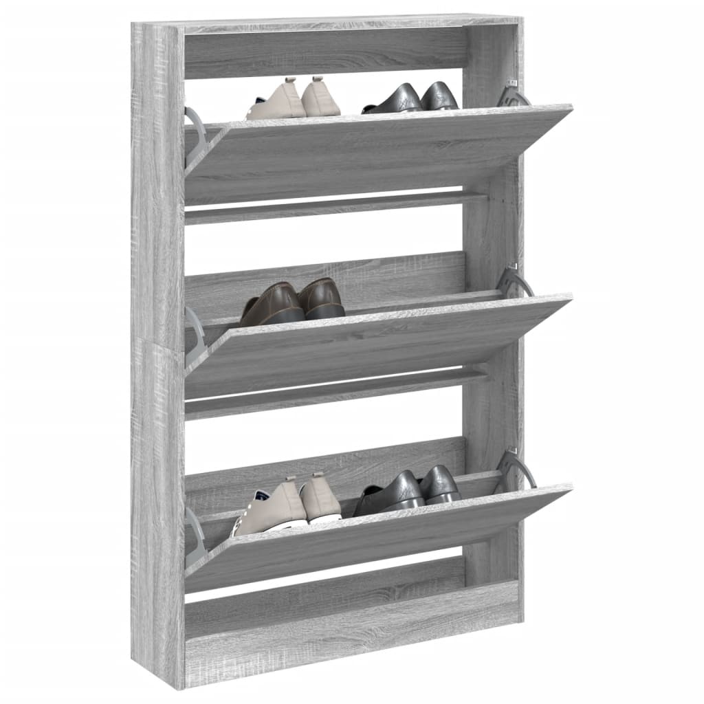 Platzsparender Schuhschrank mit 3 Fächern - Schuhkipper - 80 x 21 x 125,5 cm