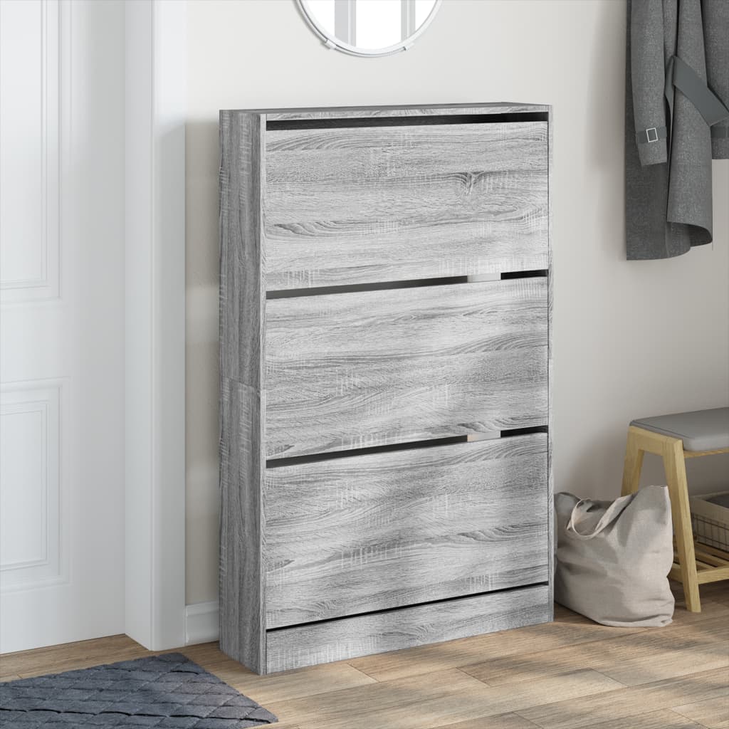 Platzsparender Schuhschrank mit 3 Fächern - Schuhkipper - 80 x 21 x 125,5 cm