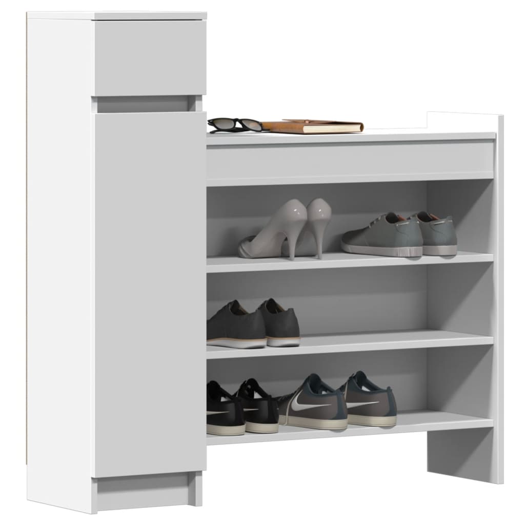 Geräumiger Schuhschrank mit Schublade, Türen und Ablagen - 100,5 x 28 x 100 cm