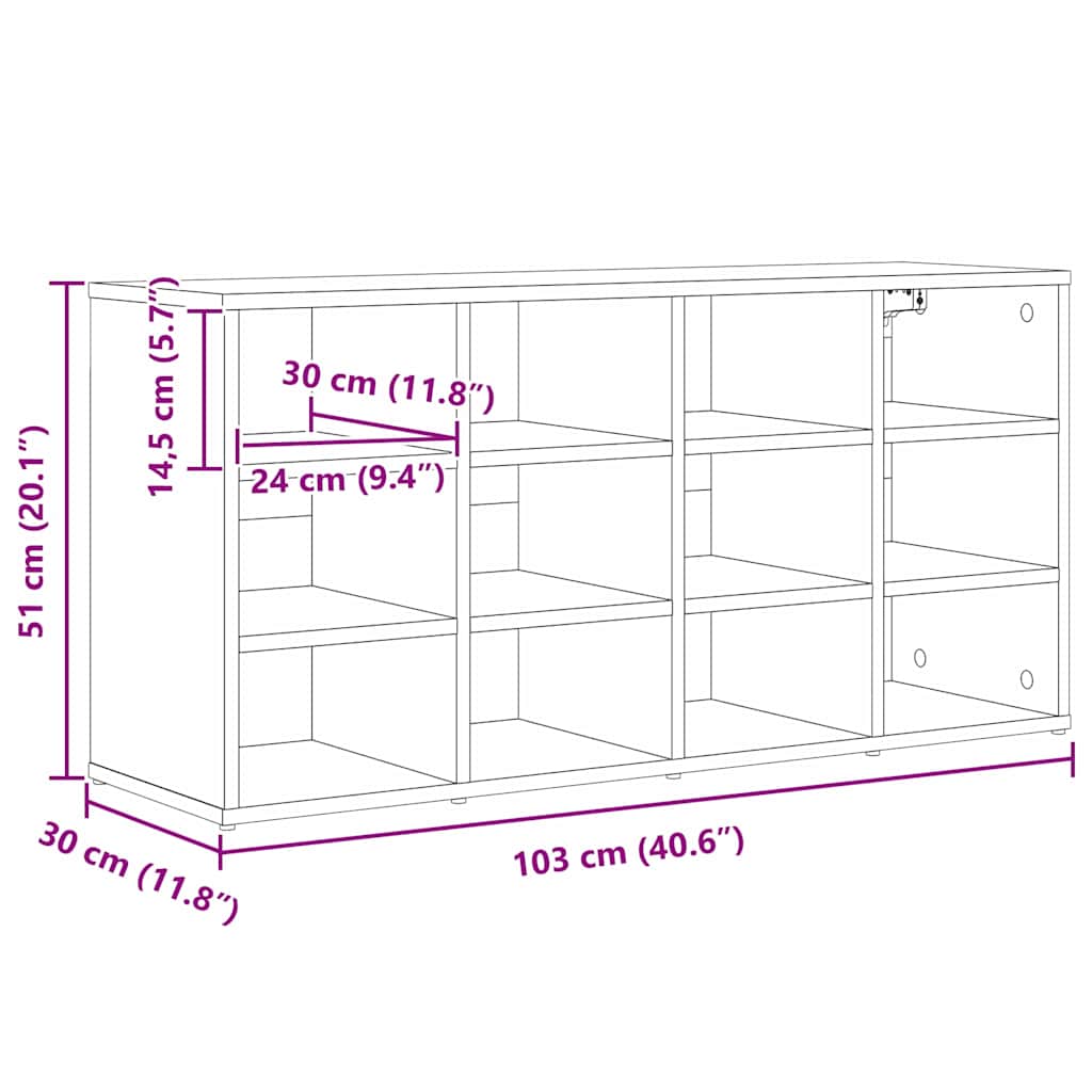 Moderner Schuhschrank - Wandschrank - Schuhregal - Flurschrank - 103 x 30 x 51cm
