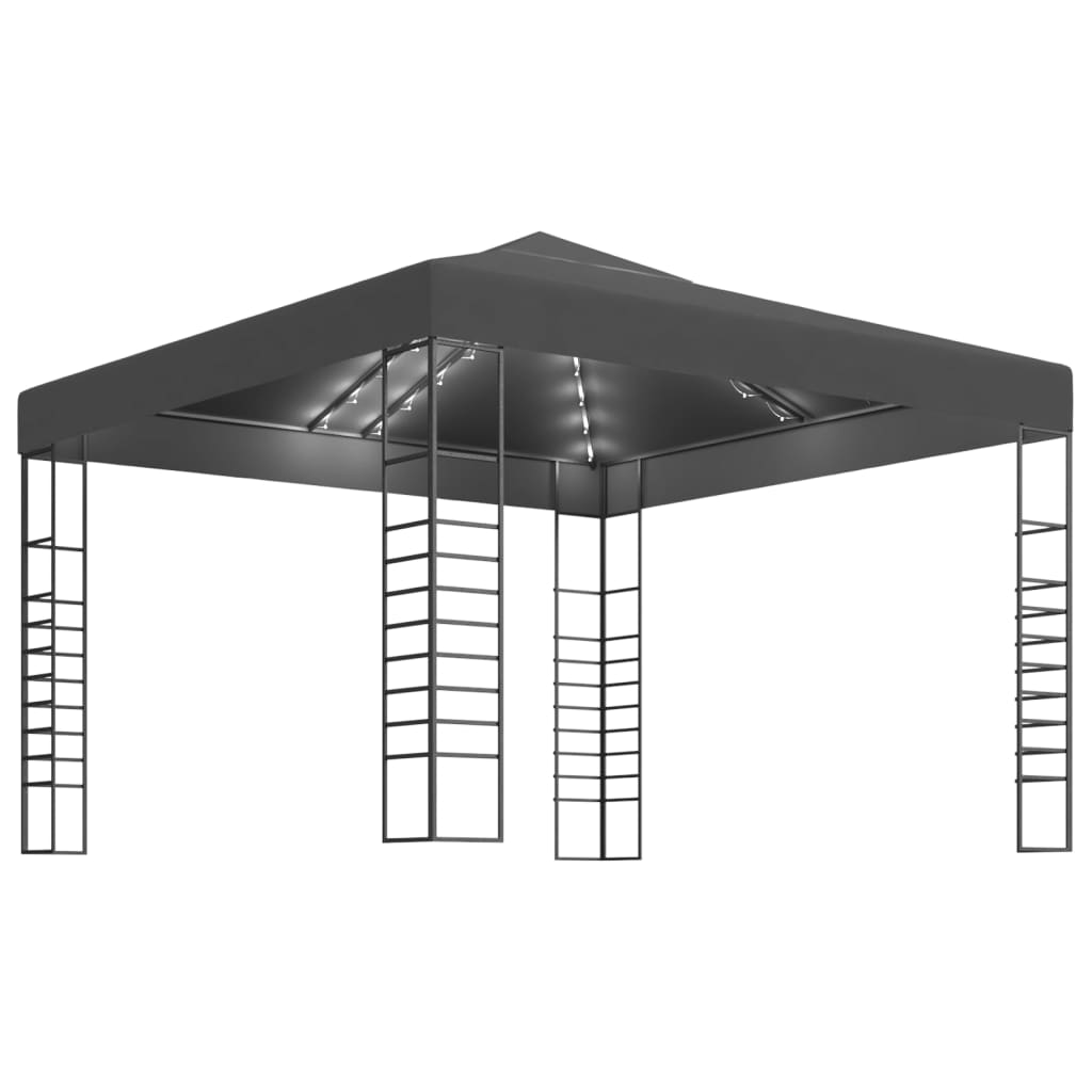Toller Gartenpavillon - Sonnenschutz mit Doppeldach - LED-Beleuchtung - 3 x 3 m