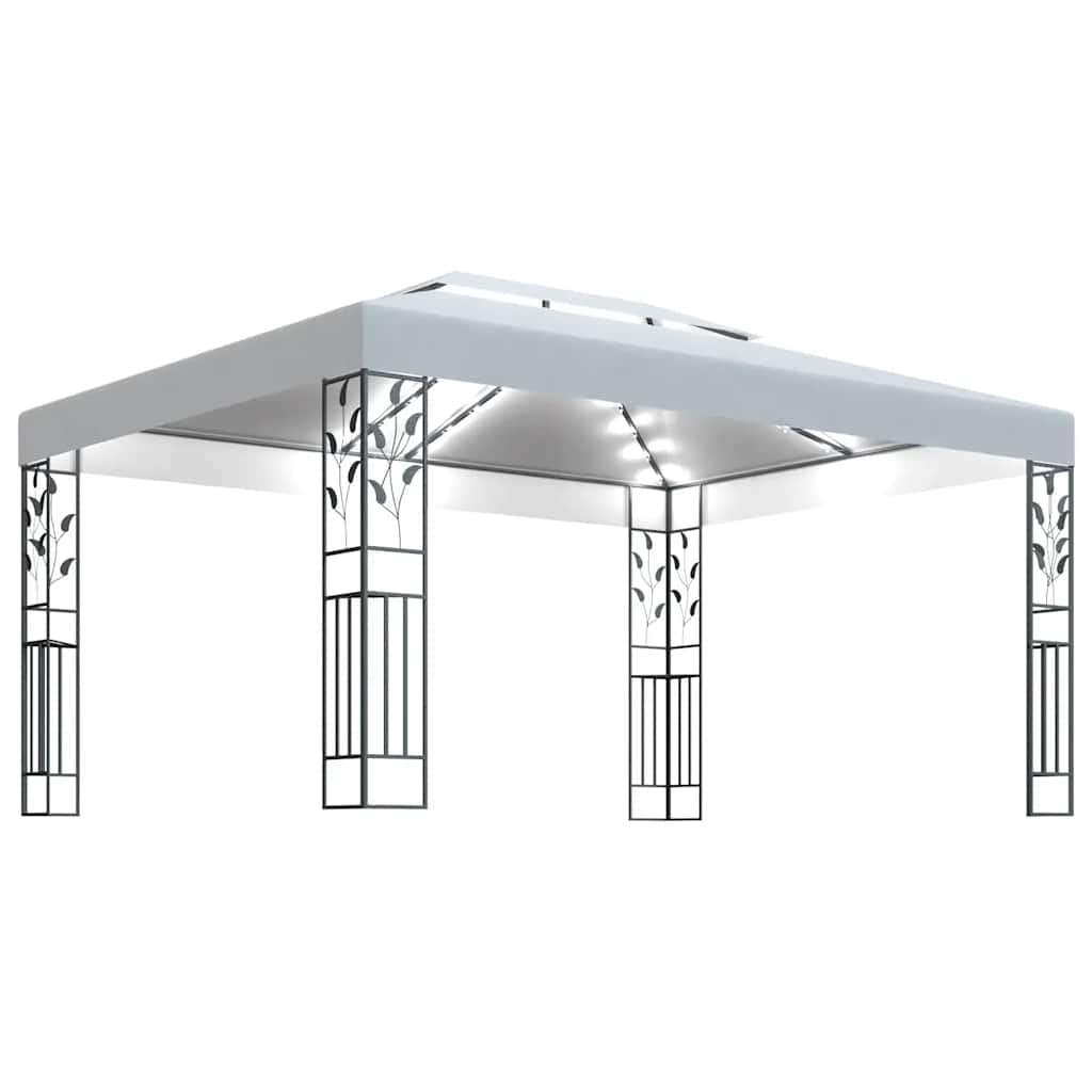 Gartenpavillon für Gartenfeste mit Doppeldach und integrierter Solarbeleuchtung