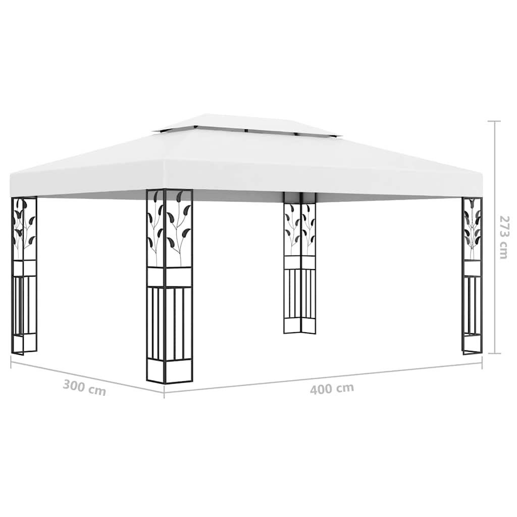 Gartenpavillon für Gartenfeste mit Doppeldach und integrierter Solarbeleuchtung