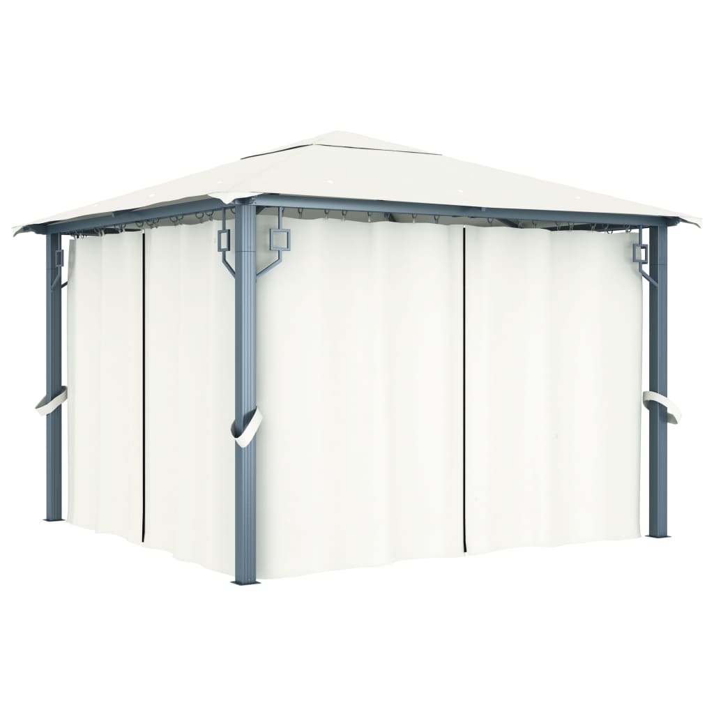 Eleganter Pavillon mit Vorhängen und Solarbeleuchtung für Garten und Terrasse