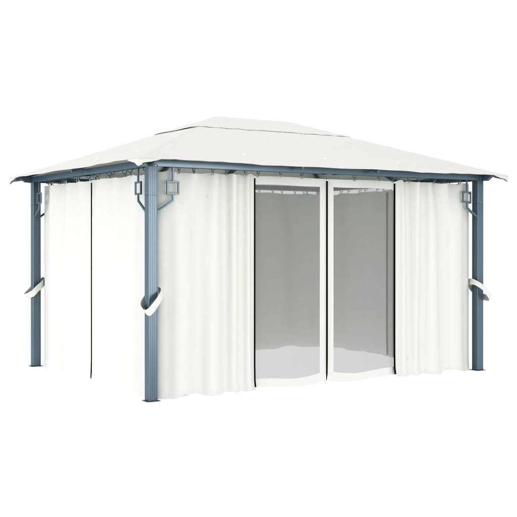 Gartenpavillon mit Solarbeleuchtung - Partyzelt - Terrassenpavillon - 4 x 3 m