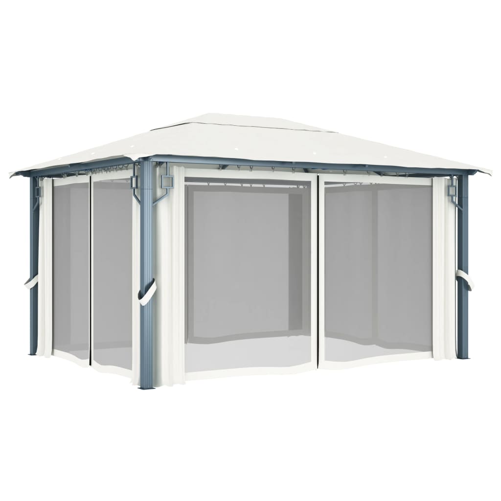 Gartenpavillon mit Solarbeleuchtung - Partyzelt - Terrassenpavillon - 4 x 3 m