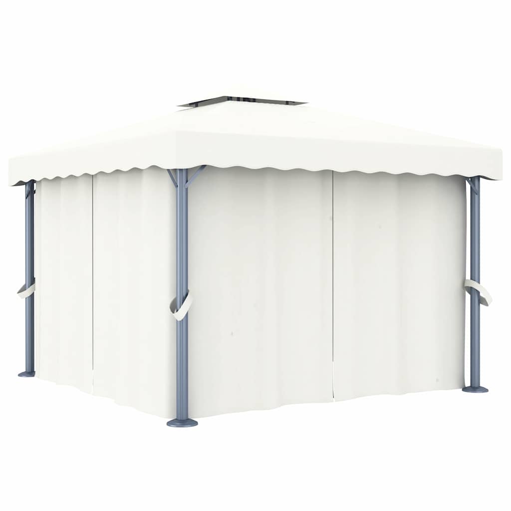 Gartenpavillon mit Doppeldach, Solarbeleuchtung & Vorhängen - Terrassenpavillon