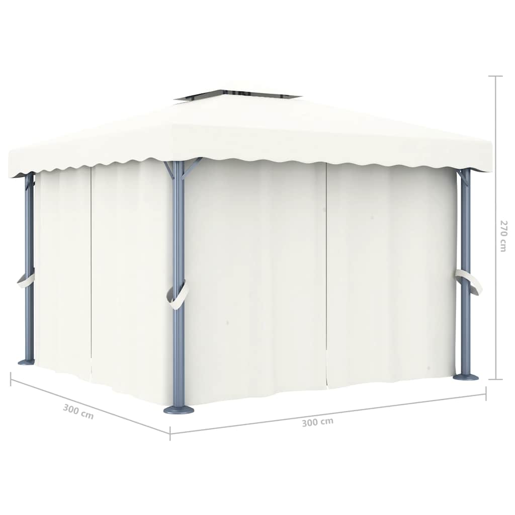 Gartenpavillon mit Doppeldach, Solarbeleuchtung & Vorhängen - Terrassenpavillon