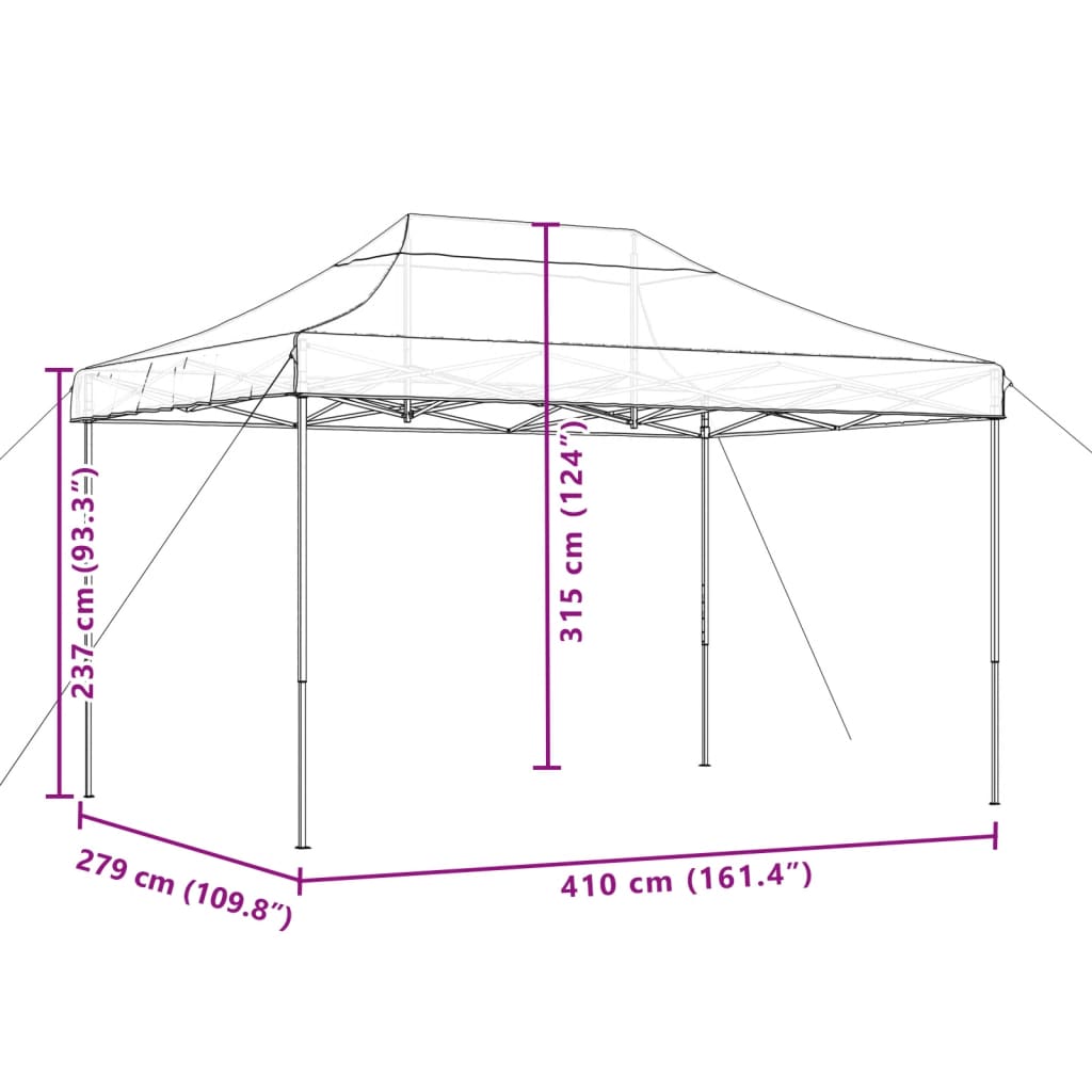 Pop-Up Gartenpavillon - Gartenzelt - Wetterschutz - Terrassenpavillon - 410x280