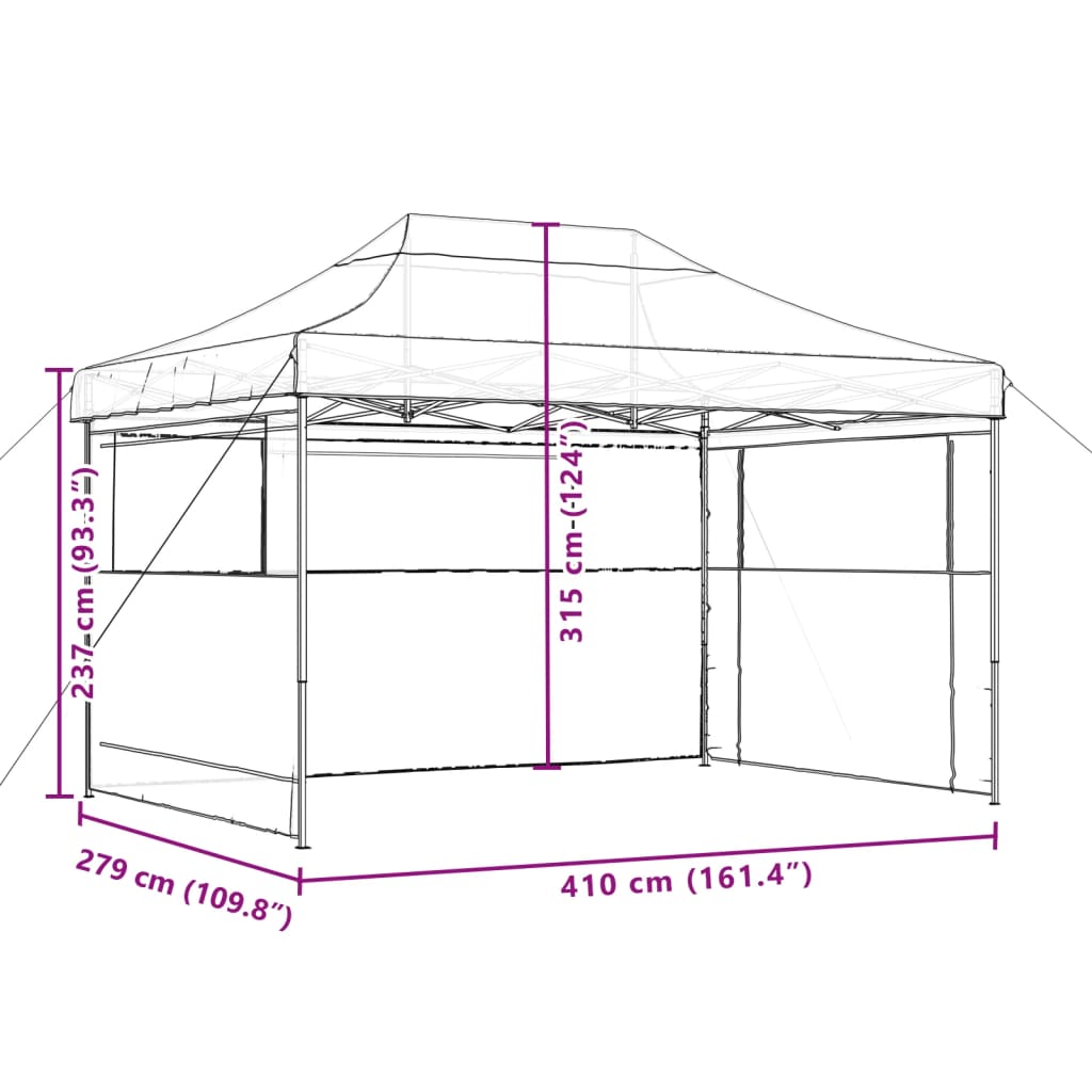 Pavillon - Pop-Up Partyzelt mit Seitenwänden - Gartenpavillon - Sonnenschutz