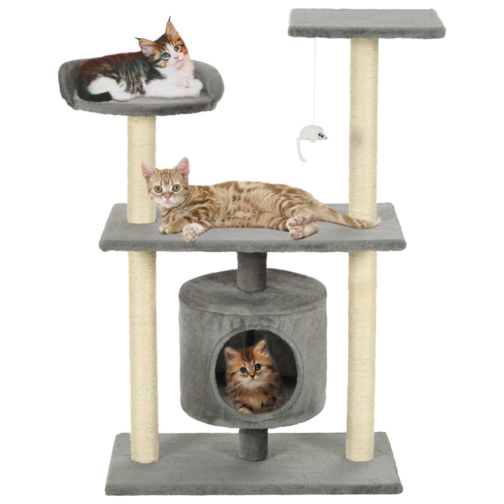 Mehrstöckiger Kratzbaum mit Höhle, Plattformen und Spielzeug für aktive Katzen