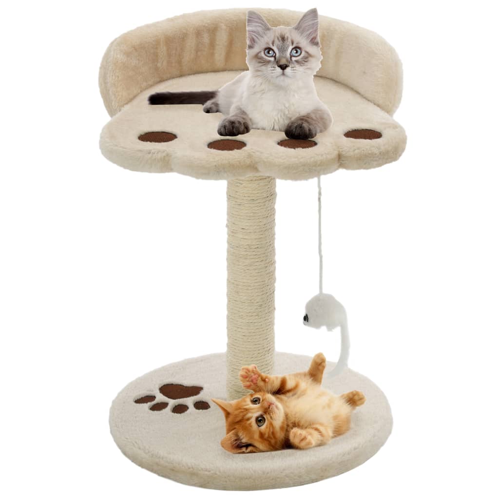 Kleiner Katzenkratzbaum - Kitten - Sisalstamm - Spielmaus - Ruhezone - 40 cm