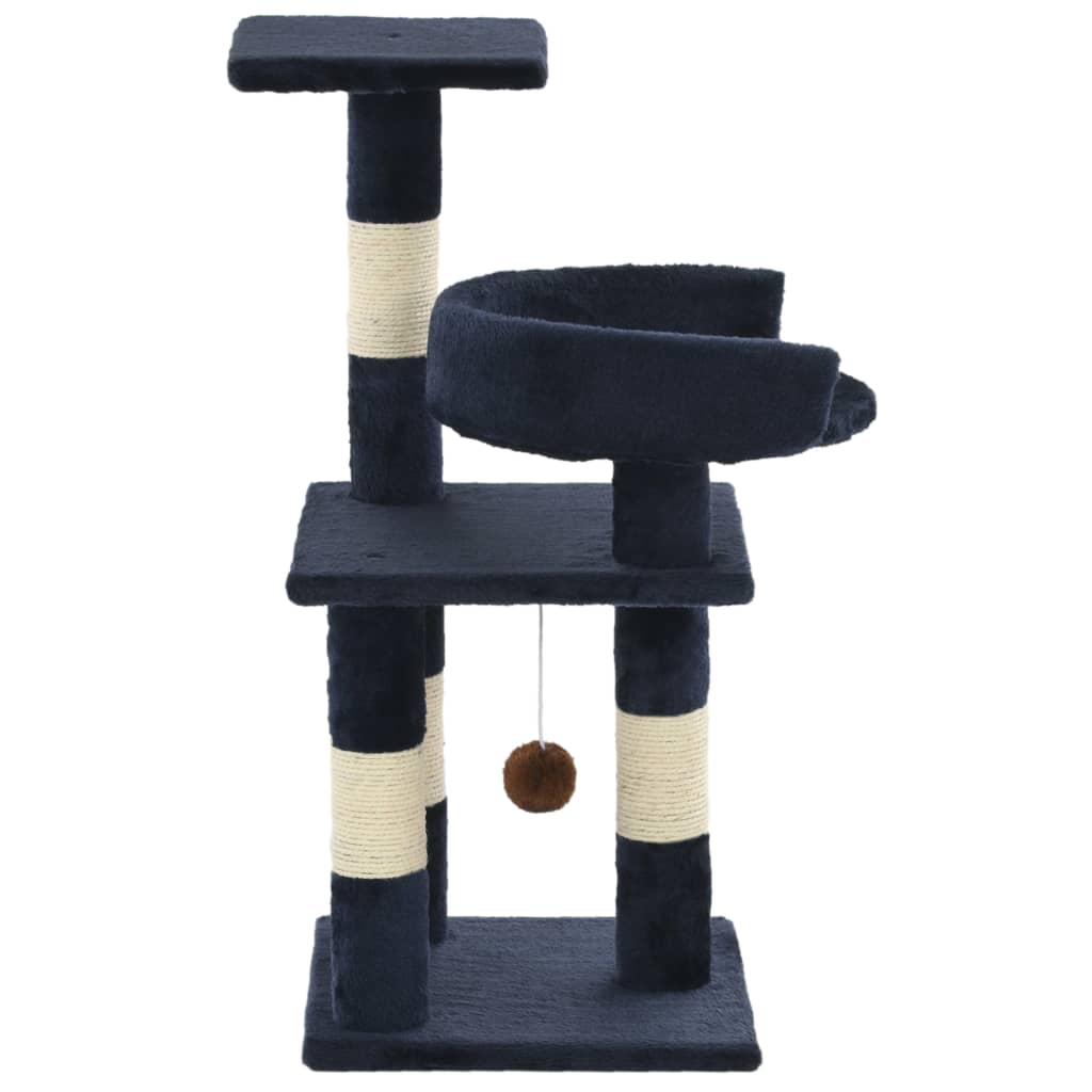 Kompakter Kratzbaum für Katzen mit Sisalsäulen, Plattformen und Spielball - 65cm