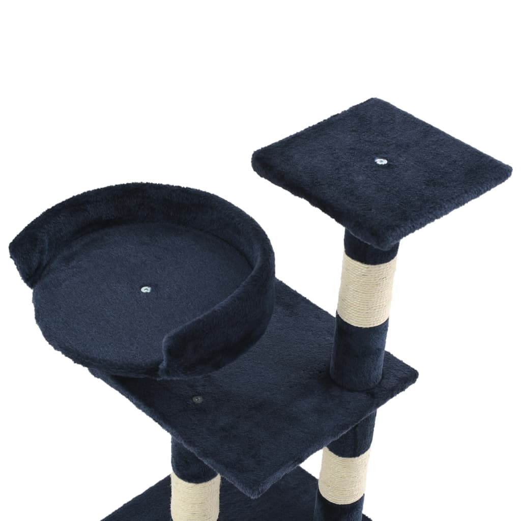 Kompakter Kratzbaum für Katzen mit Sisalsäulen, Plattformen und Spielball - 65cm