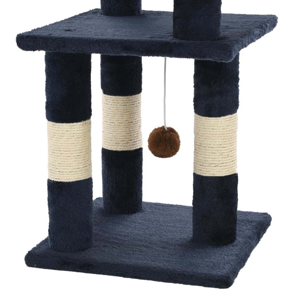 Kompakter Kratzbaum für Katzen mit Sisalsäulen, Plattformen und Spielball - 65cm