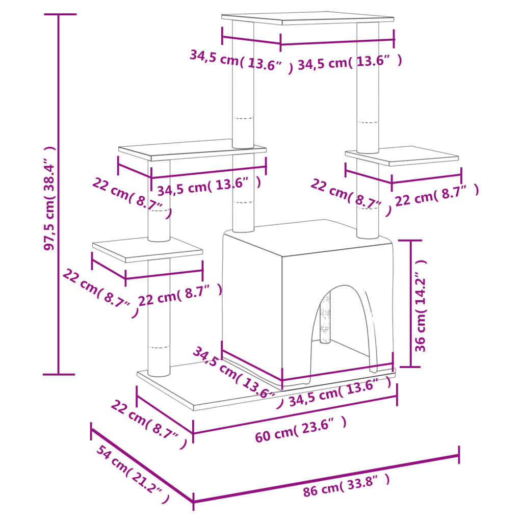 Katzenkratzbaum - Spielturm - Kratzbaum - Katzenmöbel - Katzenbaum - 97,5 cm