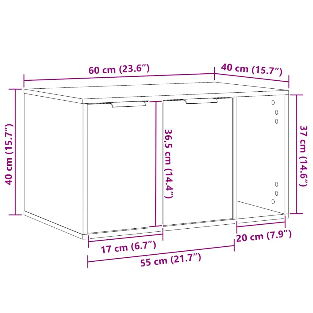 Katzenmöbel - Katzentoilette - Schrank mit Türen - Schlafhöhle - 60x40x40 cm