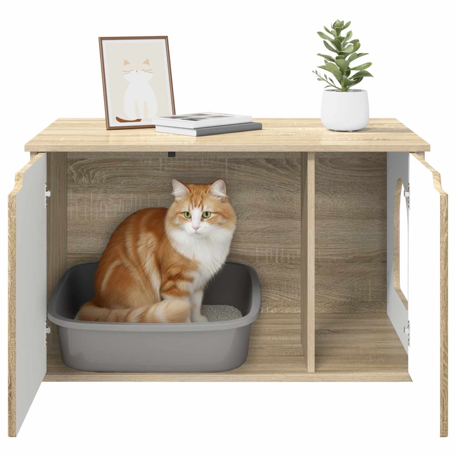 Stilvolles Katzenhaus als diskrete Lösung für Katzenklo - Katzenzubehör - 85x55